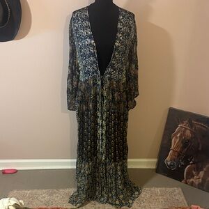 Free people Bohemian Navy Floral Maxi Dress